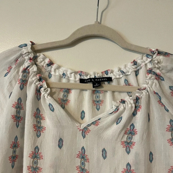 Zac & Rachel Boho Bell Sleeve Multi Color Paisley Print Blouse Top Size … - Picture 3 of 9